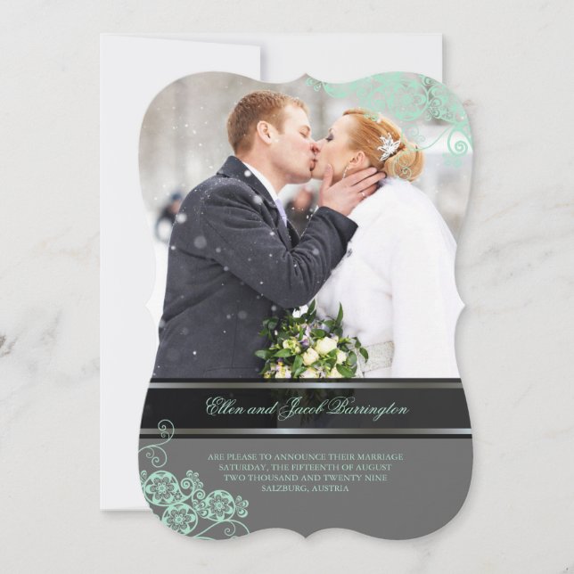 Convite Casamento Fotográfico de Paisley Boho Vintage (Frente)