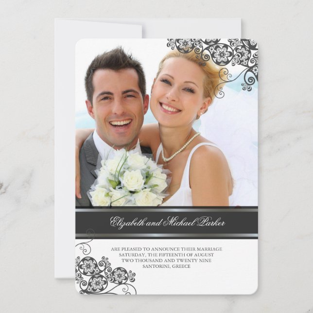 Convite Casamento Fotográfico de Paisley Boho Vintage (Frente)