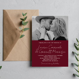 Convite Casamento Fotográfico de Rosewood Moderno de Simpl