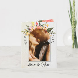 Convite Casamento Fotográfico de Script Floral 2 Romântico