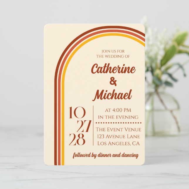 Convite Casamento Fotográfico do Arco Arco Arco Arco Arco  (Em pé/Frente)