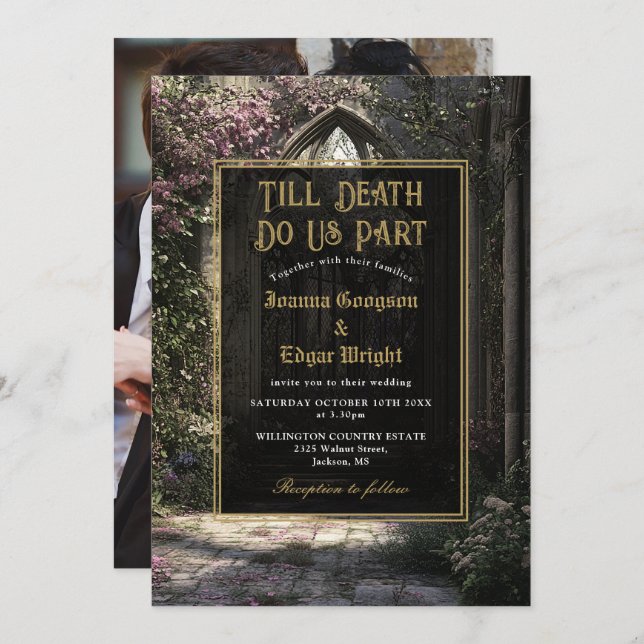 Convite Casamento Fotográfico do Jardim Floral de Morte Gó (Frente/Verso)