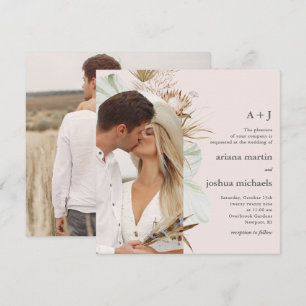 Convite Casamento Fotográfico do Modern Blush Boho