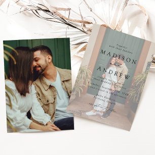 Convite Casamento Fotográfico do Script Negro Elegante Mod