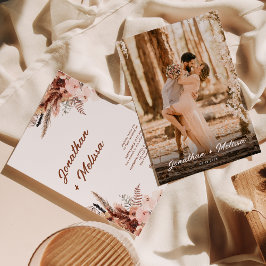 Convite Casamento Fotográfico do Script Pampas Rust Terrac