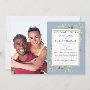 Convite Casamento Fotográfico Downsized Micro Poeira Azul