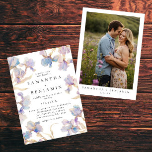 Convite Casamento Fotográfico Elegante Boho Iris