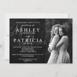 Convite casamento fotográfico elegante branco preto