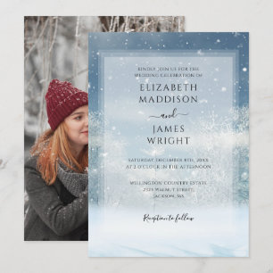 Convite Casamento Fotográfico Floresta de Neve de Inverno