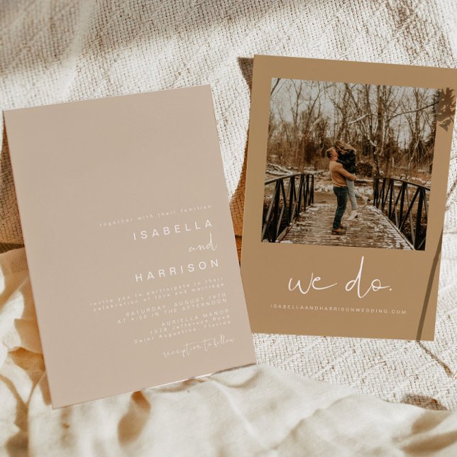 Convite Casamento Fotográfico INDIE Bohemian Beige e Terra (Criador carregado)