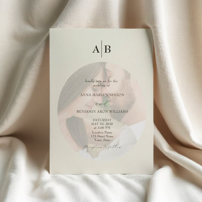 Convite Casamento Fotográfico Marfim Minimalista (Criador carregado)
