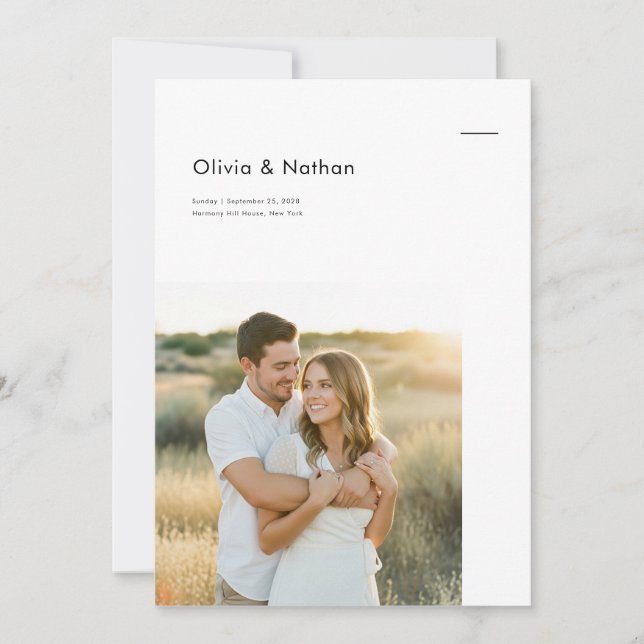 Convite Casamento Fotográfico Minimalista Boho (Frente)