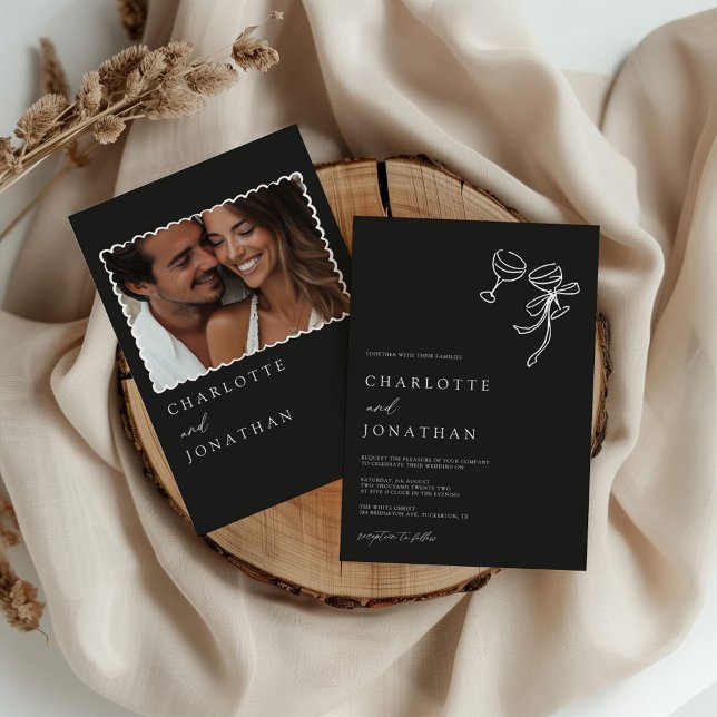 Convite Casamento Fotográfico Moderno Desenhado à Mão (Criador carregado)