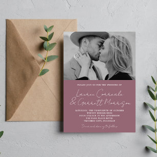 Convite Casamento Fotográfico Moderno Dusk Mauve de Simpli