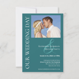 Convite Casamento Fotográfico Moderno Simples Esmeralda Ve