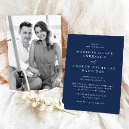 Convite Casamento Fotográfico Naval Minimalista Moderno