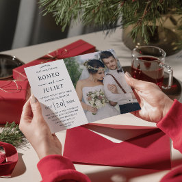 Convite Casamento Fotográfico Personalizado Minimalista Mo