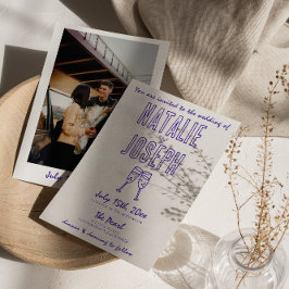 Convite Casamento Fotográfico Retrópico Desenhado em Mão M