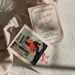 Convite Casamento Fotográfico Retrópico Escrito à Mão Dese