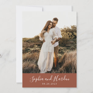 Convite Casamento Fotográfico Rustic Boho Terracotta Monog