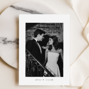 Convite Casamento Fotográfico Simples Preto e Branco Minim
