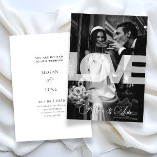 Convite Casamento fotográfico tipografia moderna estilista