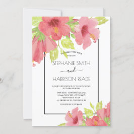 Convite Casamento Frameado Romântico de Hibiscus Floral, R