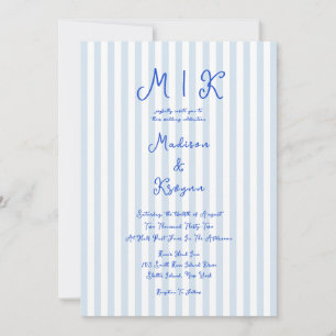 Convite Casamento Francês Azul Manuscrito Caprichoso