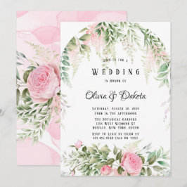 Convite Casamento Francês Floral de Wisteria Rosa Botânica