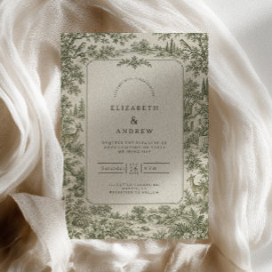 Convite Casamento French Toile Sage