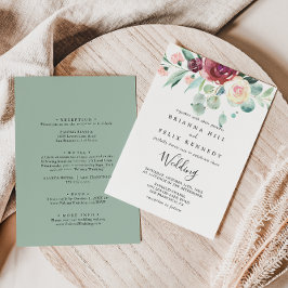 Convite Casamento Frente e Traseira de Eucalipto Contempor