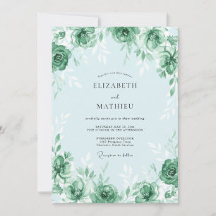 Convite Casamento Fresco de Primavera em Verde Hortelã