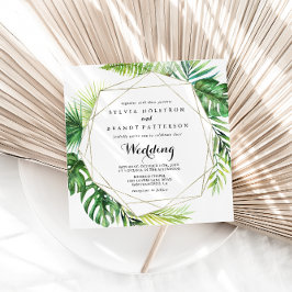 Convite Casamento Frontal e Traseiro de Destino Geométrico