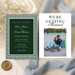 Convite Casamento Fronteira Harlequim Verde Esmeralda Foto