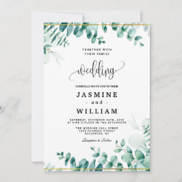 Convite Casamento Fronteiriço de Greenery Eucalyptus