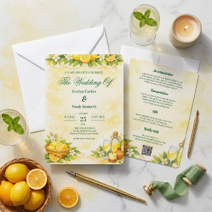 Convite Casamento Frutado de Limão em Aquarela
