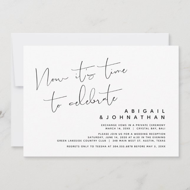 Convite Casamento Fuga, Agora é hora de celebrar (Frente)