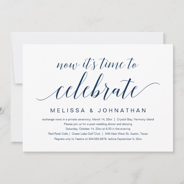 Convite Casamento Fuga, Agora é hora de celebrar Invi (Frente)