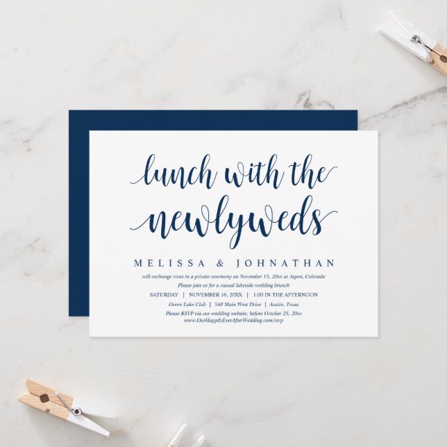 Convite Casamento Fuga, Almoço Com os Recém-Casados Invita (Frente/Verso In Situ)