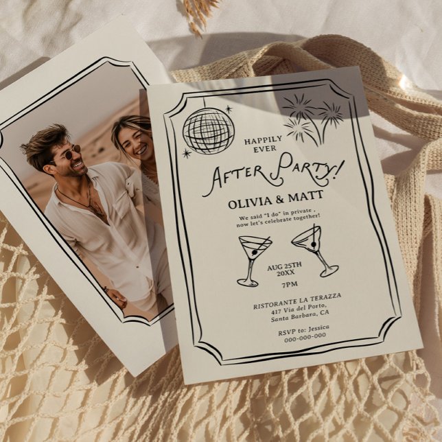 Convite Casamento Fuga com Festa Feliz para Sempre (Happily Ever After Party Elopement Wedding Invitation)