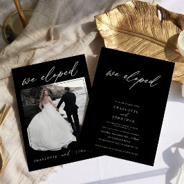 Convite Casamento Fuga com Foto Moderna em Preto e Branco