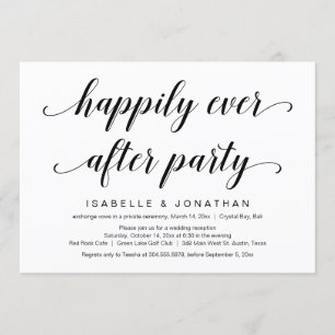 Convite Casamento Fuga, Elegante Classe Script Preto