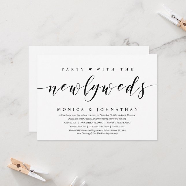 Convite Casamento Fuga, Festa Com os Recém-Casados (Frente/Verso In Situ)