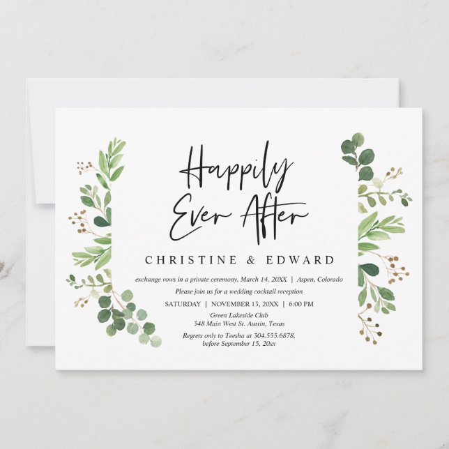 Convite Casamento Fuga, Jantar Felizes para Sempre (Frente)