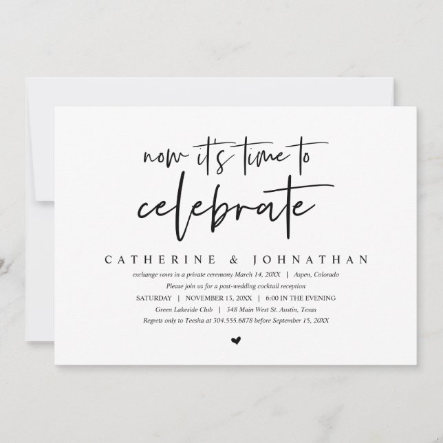 Convite Casamento Fuga, Minimalista Moderno, Celebrar (Frente)