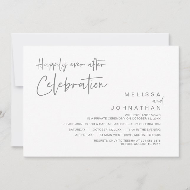 Convite Casamento Fugitivo, Celebração Feliz para Sempre  (Frente)