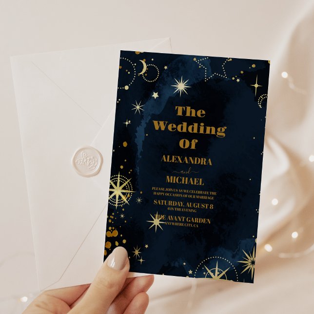 Convite Casamento Galáxia Aquarela Estrela (Criador carregado)
