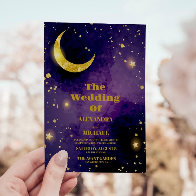 Convite Casamento Galáxia Roxa Universo Espaço Exterior (Criador carregado)