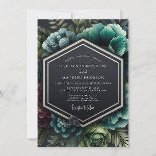 Convite Casamento Garnet Teal Chiaroscuro