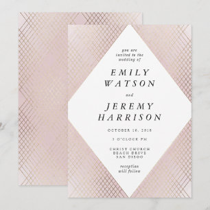 Convite Casamento Gatsby Dourado com Deco Geométrico Diam